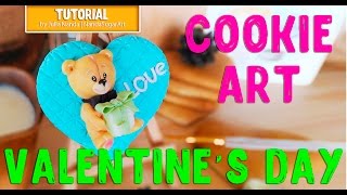 Sugar Cookie Idea for Valentine Day Cookie Decorating cookies Cute Fondant Bear [upl. by Nauqet]