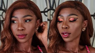 Maquillage orangé brun peau noire EBONY AMAZE [upl. by Lahey]