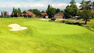 Evian Resort Golf Club  drone aerial video  Evian Masters Golf Club  Hole18 [upl. by Hbahsur412]