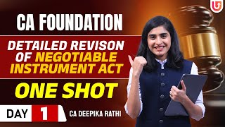 Negotiable Instrument Act Revision  CA Foundation 2024  CA Deepika Rathi [upl. by Swetiana]