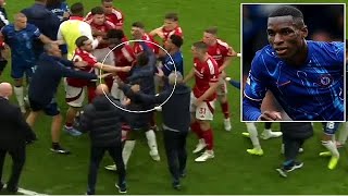 Shocking Moment Chelsea Star Nicolas Jackson SLAPPING Nottingham Forest Rival in Face in Mass Brawl [upl. by Icart]