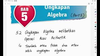 Bab 5 Tingkatan 1 part 3 Tambah tolak dua atau lebih ungkapan algebra [upl. by Heddy]