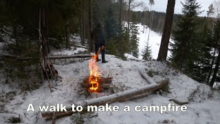 A walk on snow to make a campfire [upl. by Chivers]