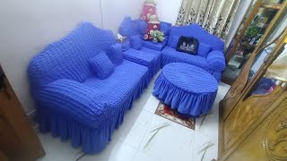 How To Fitting Corner Sofa Cover।।Orginal Turki SofaChairampDivan Cover।।সোফা কভার।। [upl. by Elin]