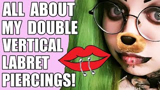 All About My Double Vertical Lip Piercings  Emily Boo [upl. by Danell]