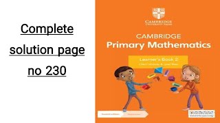 Cambridge primary mathematics learners book 2 page 230 [upl. by Nidroj617]