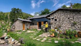 Talented Girl Rents Abandoned Stone House in the Mountains  Complete Home and Garden Transformation [upl. by Wilkens474]