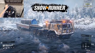 ZiKZ 605R Goliath Large Pipe Delivery  SnowRunner  Logitech G29 gameplay [upl. by Ssegrub810]