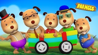 Five Little Dogs  Dog Song  Nursery Rhymes For Children by Farmees [upl. by Ihcelek]