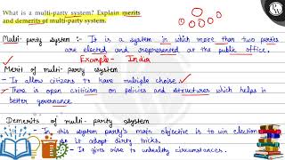 What is a multiparty system Explain merits W and demerits of multiparty system Multi par [upl. by Hterag826]