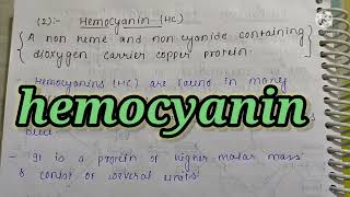 Hemocyanin I Bioinorganic chemistry  Easy hand made notes MSc chemistry notes [upl. by Iadam]