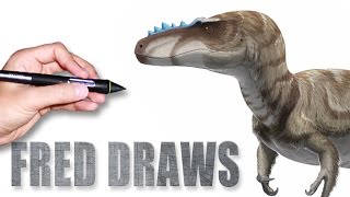 Alioramus for Wikipedia  Dinosaur Timelapse Paint  Fred Draws [upl. by Bubalo]