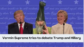 Vermin Supreme tries to enter the Trump vs Clinton Presidential Debate in 2016 [upl. by Risley]