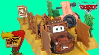 DISNEY PIXAR CARS STORY SETS TRACTOR TIPPIN MATER FRANK RADIATOR SPRINGS CAR TOYS [upl. by Vtehsta]