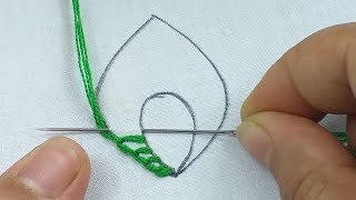 Hand embroidery leaf stitch design with spider stitch [upl. by France]