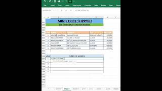 Use concatenate function in excel share viralvideo viralshorts reels trend trending study [upl. by Reppiks]