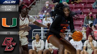 Miami vs Boston College Condensed Game  202122 ACC Women’s Basketball [upl. by Dirtsa]