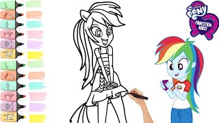 My Little Pony Equestria Girls Rainbow Dash Coloring Fun  Coloring With enjoykidsstv painting [upl. by Shayla56]