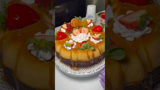 Decora un Chocoflan con ming🍮🍓🍫 flan chocoflan dessert cake postres aesthetic parati fyp [upl. by Airekahs]