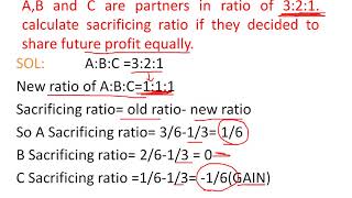 Calculation of sacrificing ratio and gaining ratio in accounts [upl. by Threlkeld]