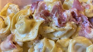 Tortellini with Cream and Ham  3min meal idea Shorts [upl. by Animrelliug]