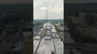 Vertical video Ghent Belgium Ringvaart in Ghent  water channel Sluis Merebeke  landmark ga [upl. by Aehcsrop]