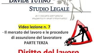 Diritto del lavoro  Video Lezione n 7 Il mercato del lavoroLassunzione del lavoratore 3 [upl. by Dodson708]