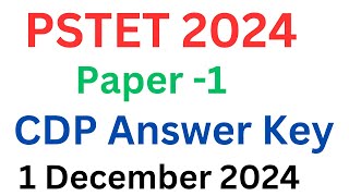 PSTET 2024CDP Answer KeyPaper11 December 2024Scientia by aman [upl. by Bremer674]