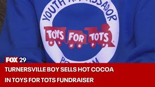 Annual cocoa stand run by 11yearold Turnersville boy to benefit Gloucester County Toys for Tots [upl. by Antin]