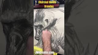 Charcoal Gorilla Art  drawing on newsprint sketch paper [upl. by Eidnac]