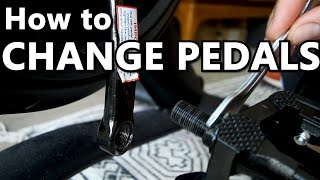 How to change Peloton Bike Pedals  How to Remove bike pedals and install clip in pedals [upl. by Shadow547]