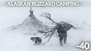 EXTREME 40° Solo Winter Cold Camping 4 Days  Snowstorm Hot Tent Camping In A Blizzard  ASMR [upl. by Nwahsirhc]