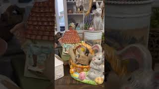 Antique booth vendor booth update  Staging with Spring amp Easter home decor [upl. by Rossy509]