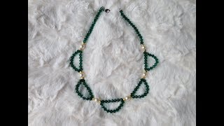 diy easy emerald swarovski bicone necklace  How to make necklace [upl. by Yadroc]