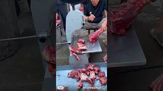 Chef cuts beef bones for cooking cooking food beef shortvideo meat chef bones [upl. by Deny]