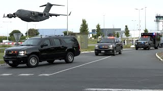 Five planes fly President Bidens motorcade to France 🇺🇸 🇫🇷 [upl. by Atirehgram]