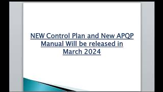 New Control plan and NEW APQP  Latest news [upl. by Latsyrhc]