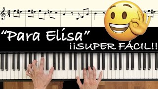 Para Elisa SUPER FÁCIL  Partitura gratuita Tutorial para piano [upl. by Stambaugh]