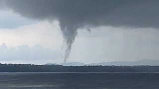 Apparent waterspout spotted over Sebago Lake [upl. by Alamak]