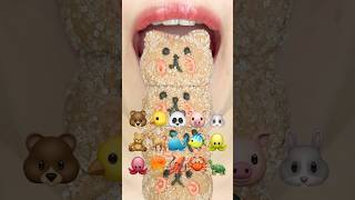 ASMR MARSHMALLOW EMOJI FOOD 🐻🐤🐼🐷🐰🧸🐕🐳🐠🐙🐙🪼🦑🦀🐢 이모지 먹방 sped up [upl. by Haidebez]