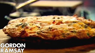 Bacon Pea amp Goats Cheese Frittata  Gordon Ramsay [upl. by Ainet]