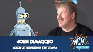 John DiMaggio Talks Voicing Bender In Futurama at MCM Comic Con London  May 2018 [upl. by Ettelohcin]