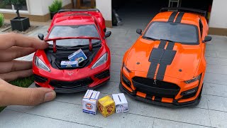 Shelby GT500 vs Chevy C8 Corvette  American Sports Cars  Diecast Scale Models [upl. by Zinnes676]