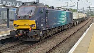 68004 amp 88007 on Bridgewater to crewe nuclear flask powering past Bristol Parkway [upl. by Aerehs]