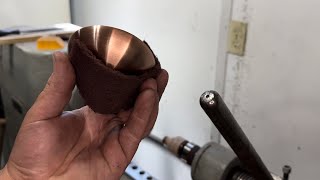 turning a copper bowl on the metal spinning lathe [upl. by Gibe]