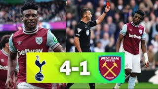 Kudus SCORES but gets RED CARD in Tottenham 41 West Ham • Goals Highlight  Performance [upl. by Darda]