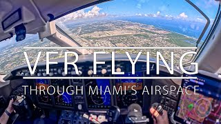 We Flew a Private Jet VFR Through Miamis Airspace  Pilots View  4K [upl. by Ythomit455]