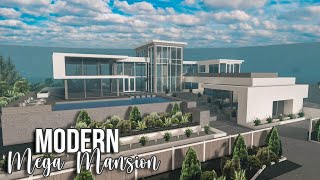 ROBLOX  Bloxburg Modern Mega Mansion Speedbuild  Tutorial  EXTERIOR ONLY  Ellvoi [upl. by Esoj]