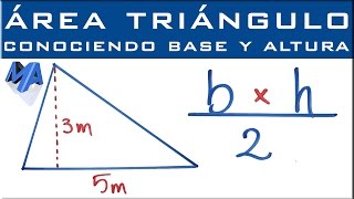 Área del triángulo cuando conocemos base y altura [upl. by Atiekahs]