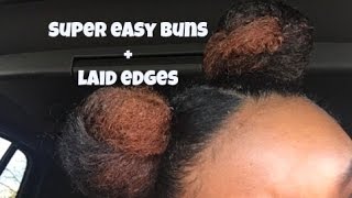 PROTECTIVE STYLING TWO HIGH BUNS ON SUPER DRY NATURAL HAIR [upl. by Lezlie38]